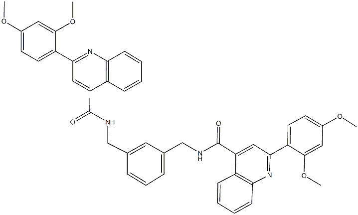 2-(2,4-dimethoxyphenyl)-N-{3-[({[2-(2,4-dimethoxyphenyl)-4-quinolinyl]carbonyl}amino)methyl]benzyl}-4-quinolinecarboxamide Struktur