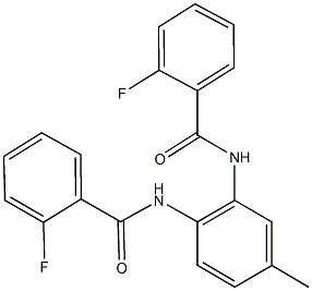 2-fluoro-N-{2-[(2-fluorobenzoyl)amino]-5-methylphenyl}benzamide Struktur