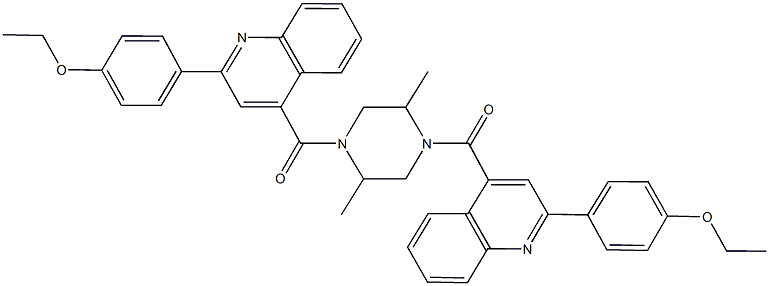 2-(4-ethoxyphenyl)-4-[(4-{[2-(4-ethoxyphenyl)-4-quinolinyl]carbonyl}-2,5-dimethyl-1-piperazinyl)carbonyl]quinoline Struktur