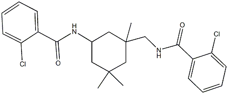 2-chloro-N-(3-{[(2-chlorobenzoyl)amino]methyl}-3,5,5-trimethylcyclohexyl)benzamide Struktur