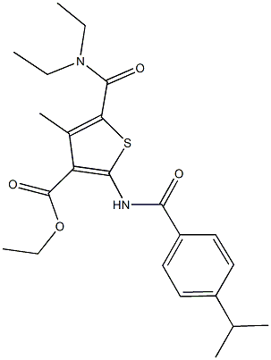 ethyl 5-[(diethylamino)carbonyl]-2-[(4-isopropylbenzoyl)amino]-4-methyl-3-thiophenecarboxylate Struktur