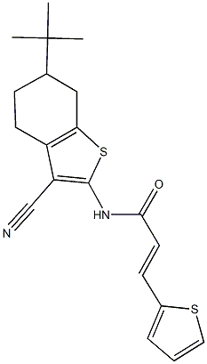 N-(6-tert-butyl-3-cyano-4,5,6,7-tetrahydro-1-benzothien-2-yl)-3-(2-thienyl)acrylamide Struktur