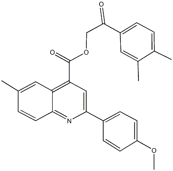 2-(3,4-dimethylphenyl)-2-oxoethyl 2-(4-methoxyphenyl)-6-methyl-4-quinolinecarboxylate Struktur