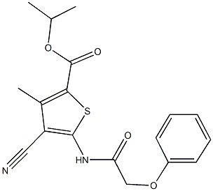 isopropyl 4-cyano-3-methyl-5-[(phenoxyacetyl)amino]-2-thiophenecarboxylate Struktur