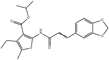 isopropyl 2-{[3-(1,3-benzodioxol-5-yl)acryloyl]amino}-4-ethyl-5-methyl-3-thiophenecarboxylate Struktur