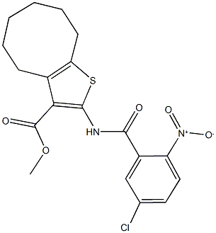 methyl 2-({5-chloro-2-nitrobenzoyl}amino)-4,5,6,7,8,9-hexahydrocycloocta[b]thiophene-3-carboxylate Struktur