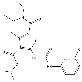 isopropyl 2-{[(3-chloroanilino)carbonyl]amino}-5-[(diethylamino)carbonyl]-4-methyl-3-thiophenecarboxylate Struktur