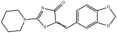 5-(1,3-benzodioxol-5-ylmethylene)-2-(1-piperidinyl)-1,3-thiazol-4(5H)-one Struktur