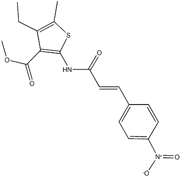 methyl 4-ethyl-2-[(3-{4-nitrophenyl}acryloyl)amino]-5-methyl-3-thiophenecarboxylate Struktur