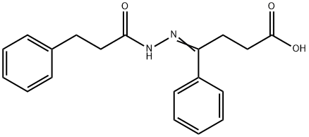 4-phenyl-4-[(3-phenylpropanoyl)hydrazono]butanoic acid Struktur