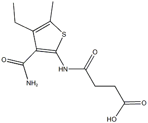 4-{[3-(aminocarbonyl)-4-ethyl-5-methyl-2-thienyl]amino}-4-oxobutanoic acid Struktur