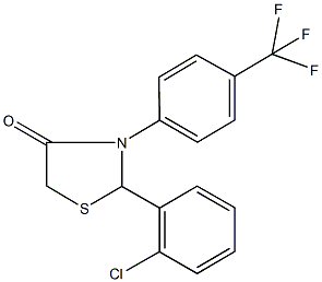 2-(2-chlorophenyl)-3-[4-(trifluoromethyl)phenyl]-1,3-thiazolidin-4-one Struktur