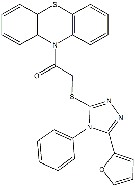 10-({[5-(2-furyl)-4-phenyl-4H-1,2,4-triazol-3-yl]sulfanyl}acetyl)-10H-phenothiazine Struktur