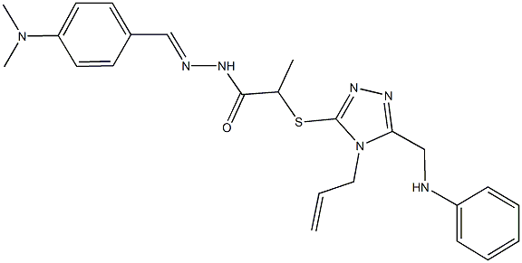 2-{[4-allyl-5-(anilinomethyl)-4H-1,2,4-triazol-3-yl]sulfanyl}-N'-[4-(dimethylamino)benzylidene]propanohydrazide Struktur