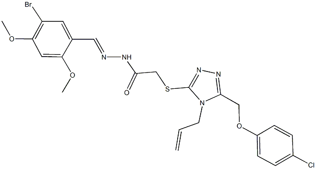 2-({4-allyl-5-[(4-chlorophenoxy)methyl]-4H-1,2,4-triazol-3-yl}sulfanyl)-N'-(5-bromo-2,4-dimethoxybenzylidene)acetohydrazide Struktur