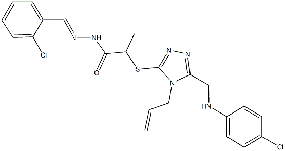 2-({4-allyl-5-[(4-chloroanilino)methyl]-4H-1,2,4-triazol-3-yl}sulfanyl)-N'-(2-chlorobenzylidene)propanohydrazide Struktur