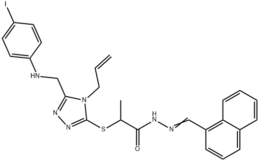 2-({4-allyl-5-[(4-iodoanilino)methyl]-4H-1,2,4-triazol-3-yl}sulfanyl)-N'-(1-naphthylmethylene)propanohydrazide Struktur