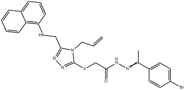 2-({4-allyl-5-[(1-naphthylamino)methyl]-4H-1,2,4-triazol-3-yl}sulfanyl)-N'-[1-(4-bromophenyl)ethylidene]acetohydrazide Struktur