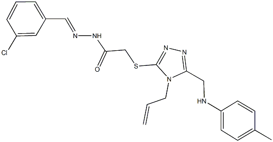 2-{[4-allyl-5-(4-toluidinomethyl)-4H-1,2,4-triazol-3-yl]sulfanyl}-N'-(3-chlorobenzylidene)acetohydrazide Struktur