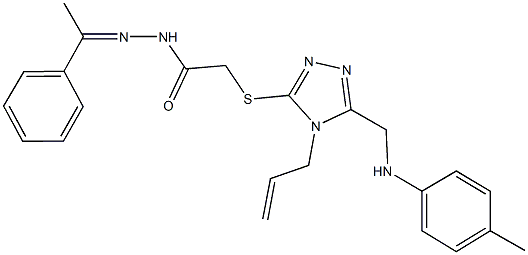 2-{[4-allyl-5-(4-toluidinomethyl)-4H-1,2,4-triazol-3-yl]sulfanyl}-N'-(1-phenylethylidene)acetohydrazide Struktur