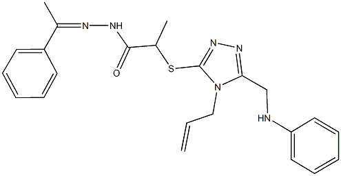 2-{[4-allyl-5-(anilinomethyl)-4H-1,2,4-triazol-3-yl]sulfanyl}-N'-(1-phenylethylidene)propanohydrazide Struktur