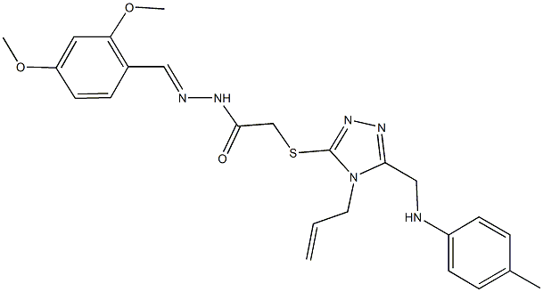 2-{[4-allyl-5-(4-toluidinomethyl)-4H-1,2,4-triazol-3-yl]sulfanyl}-N'-(2,4-dimethoxybenzylidene)acetohydrazide Struktur