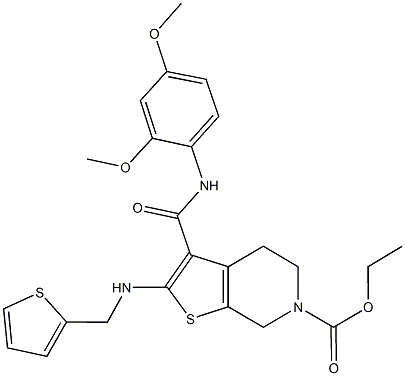 ethyl 3-[(2,4-dimethoxyanilino)carbonyl]-2-[(2-thienylmethyl)amino]-4,7-dihydrothieno[2,3-c]pyridine-6(5H)-carboxylate Struktur