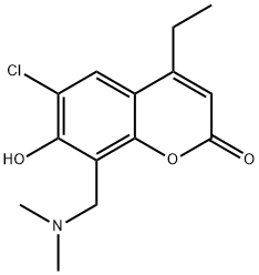 6-chloro-8-[(dimethylamino)methyl]-4-ethyl-7-hydroxy-2H-chromen-2-one Struktur