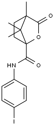 N-(4-iodophenyl)-4,7,7-trimethyl-3-oxo-2-oxabicyclo[2.2.1]heptane-1-carboxamide Struktur