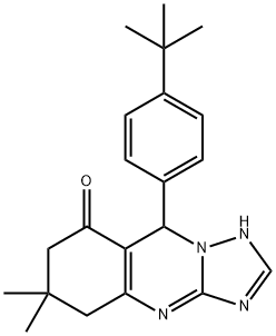 9-(4-tert-butylphenyl)-6,6-dimethyl-5,6,7,9-tetrahydro[1,2,4]triazolo[5,1-b]quinazolin-8(4H)-one Struktur