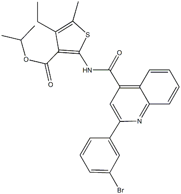 isopropyl 2-({[2-(3-bromophenyl)-4-quinolinyl]carbonyl}amino)-4-ethyl-5-methyl-3-thiophenecarboxylate Struktur