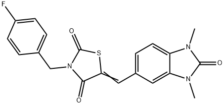 5-[(1,3-dimethyl-2-oxo-2,3-dihydro-1H-benzimidazol-5-yl)methylene]-3-(4-fluorobenzyl)-1,3-thiazolidine-2,4-dione Struktur