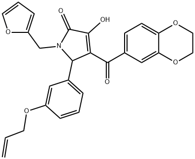 5-[3-(allyloxy)phenyl]-4-(2,3-dihydro-1,4-benzodioxin-6-ylcarbonyl)-1-(2-furylmethyl)-3-hydroxy-1,5-dihydro-2H-pyrrol-2-one Struktur