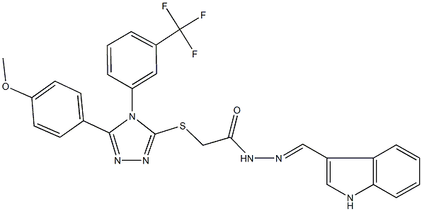 N'-(1H-indol-3-ylmethylene)-2-({5-(4-methoxyphenyl)-4-[3-(trifluoromethyl)phenyl]-4H-1,2,4-triazol-3-yl}sulfanyl)acetohydrazide Struktur