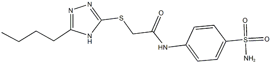 N-[4-(aminosulfonyl)phenyl]-2-[(5-butyl-4H-1,2,4-triazol-3-yl)sulfanyl]acetamide Struktur