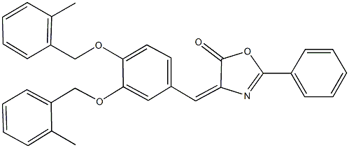 4-{3,4-bis[(2-methylbenzyl)oxy]benzylidene}-2-phenyl-1,3-oxazol-5(4H)-one Struktur