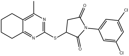 1-(3,5-dichlorophenyl)-3-[(4-methyl-5,6,7,8-tetrahydro-2-quinazolinyl)thio]-2,5-pyrrolidinedione Struktur