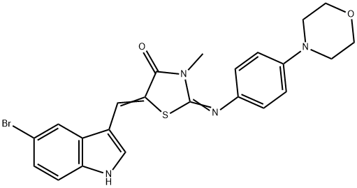 5-[(5-bromo-1H-indol-3-yl)methylene]-3-methyl-2-{[4-(4-morpholinyl)phenyl]imino}-1,3-thiazolidin-4-one Struktur