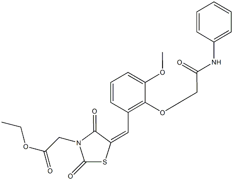 ethyl {5-[2-(3-anilino-3-oxopropoxy)-3-methoxybenzylidene]-2,4-dioxo-1,3-thiazolidin-3-yl}acetate Struktur