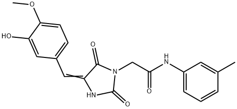 2-[4-(3-hydroxy-4-methoxybenzylidene)-2,5-dioxo-1-imidazolidinyl]-N-(3-methylphenyl)acetamide Struktur