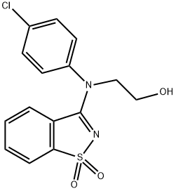 2-[4-chloro(1,1-dioxido-1,2-benzisothiazol-3-yl)anilino]ethanol Struktur