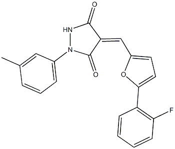 4-{[5-(2-fluorophenyl)-2-furyl]methylene}-1-(3-methylphenyl)-3,5-pyrazolidinedione Struktur