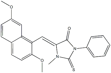 5-[(2,7-dimethoxy-1-naphthyl)methylene]-1-methyl-3-phenyl-2-thioxoimidazolidin-4-one Struktur