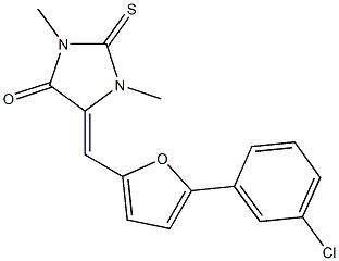 5-{[5-(3-chlorophenyl)-2-furyl]methylene}-1,3-dimethyl-2-thioxoimidazolidin-4-one Struktur