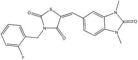 5-[(1,3-dimethyl-2-oxo-2,3-dihydro-1H-benzimidazol-5-yl)methylene]-3-(2-fluorobenzyl)-1,3-thiazolidine-2,4-dione Struktur