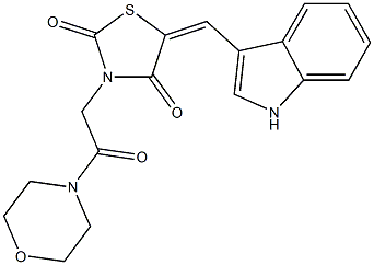 5-(1H-indol-3-ylmethylene)-3-[2-(4-morpholinyl)-2-oxoethyl]-1,3-thiazolidine-2,4-dione Struktur