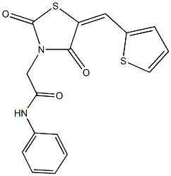 2-[2,4-dioxo-5-(2-thienylmethylene)-1,3-thiazolidin-3-yl]-N-phenylacetamide Struktur