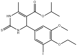 isopropyl 6-(4-ethoxy-3-iodo-5-methoxyphenyl)-4-methyl-2-sulfanyl-1,6-dihydro-5-pyrimidinecarboxylate Struktur