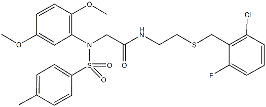 N-{2-[(2-chloro-6-fluorobenzyl)sulfanyl]ethyl}-2-{2,5-dimethoxy[(4-methylphenyl)sulfonyl]anilino}acetamide Struktur