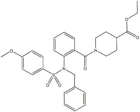 ethyl 1-(2-{benzyl[(4-methoxyphenyl)sulfonyl]amino}benzoyl)-4-piperidinecarboxylate Struktur